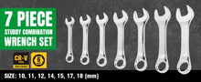 Load image into Gallery viewer, 7 Piece 12 Point Metric Short Combination SuperKrome Wrench Set