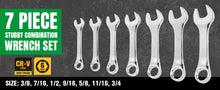 Load image into Gallery viewer, 7 Piece 12 Point SAE Short SuperKrome® Combination Wrench Set