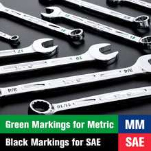 Load image into Gallery viewer, 16 Piece, 12 Point, SAE & Metric Chrome Combination Wrench Set