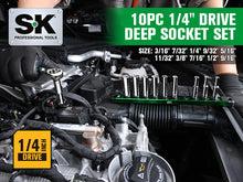 Load image into Gallery viewer, 1/4" Drive, 11 Piece, 6 Point, Deep, SAE Chrome Socket Set