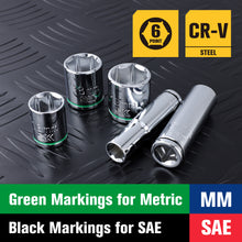 Load image into Gallery viewer, 56 Piece 3/8" Drive, 6 Point, Standard & Deep, SAE & Metric Chrome Socket Set