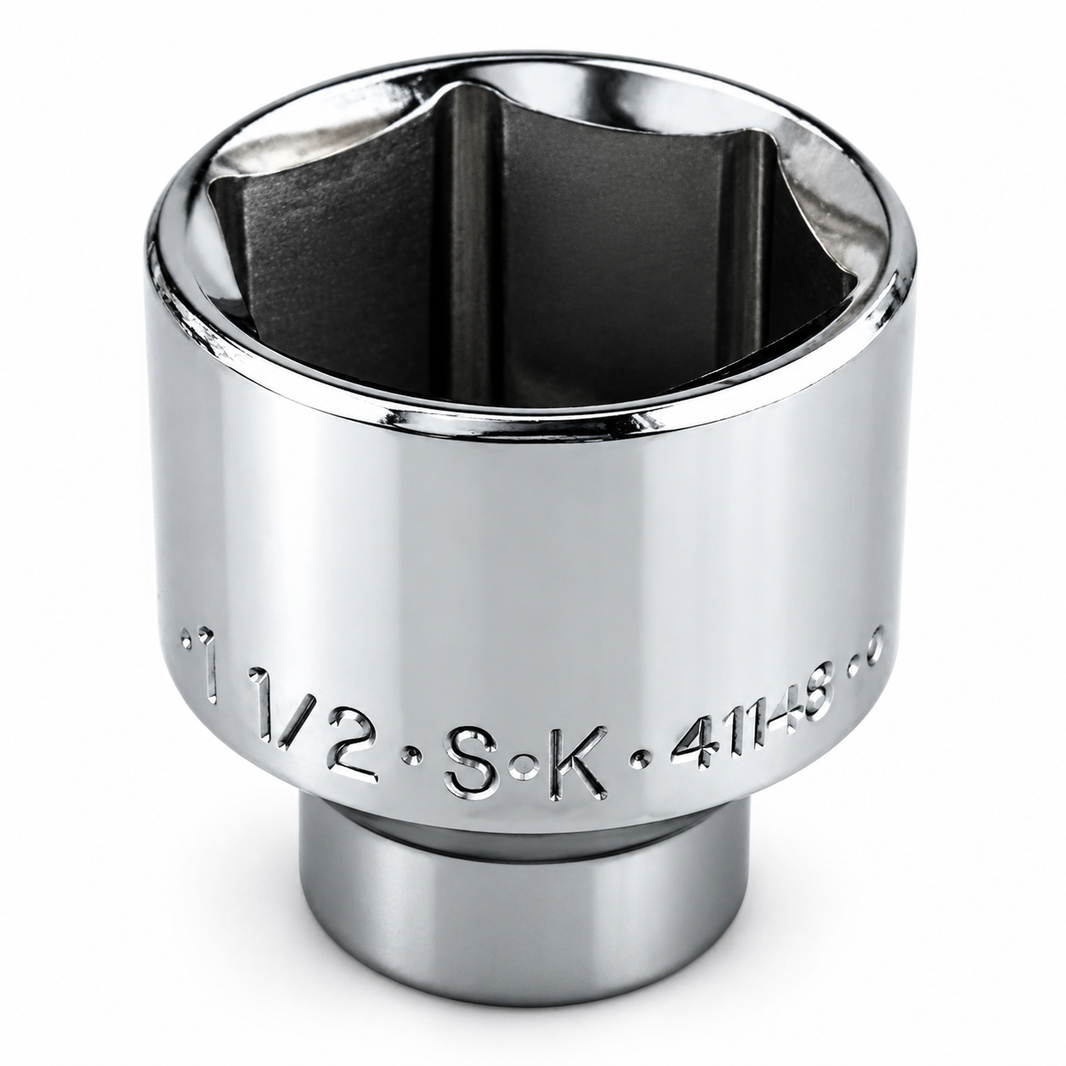 1-1/2" 1/2" Drive 6 Point Fractional Standard Chrome Socket