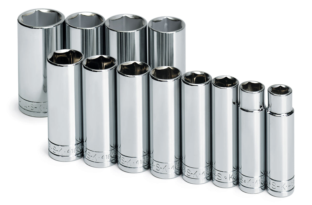 SK4822 - 12 Piece 1/2" Drive 6 Point Deep Fractional Chrome Socket Set