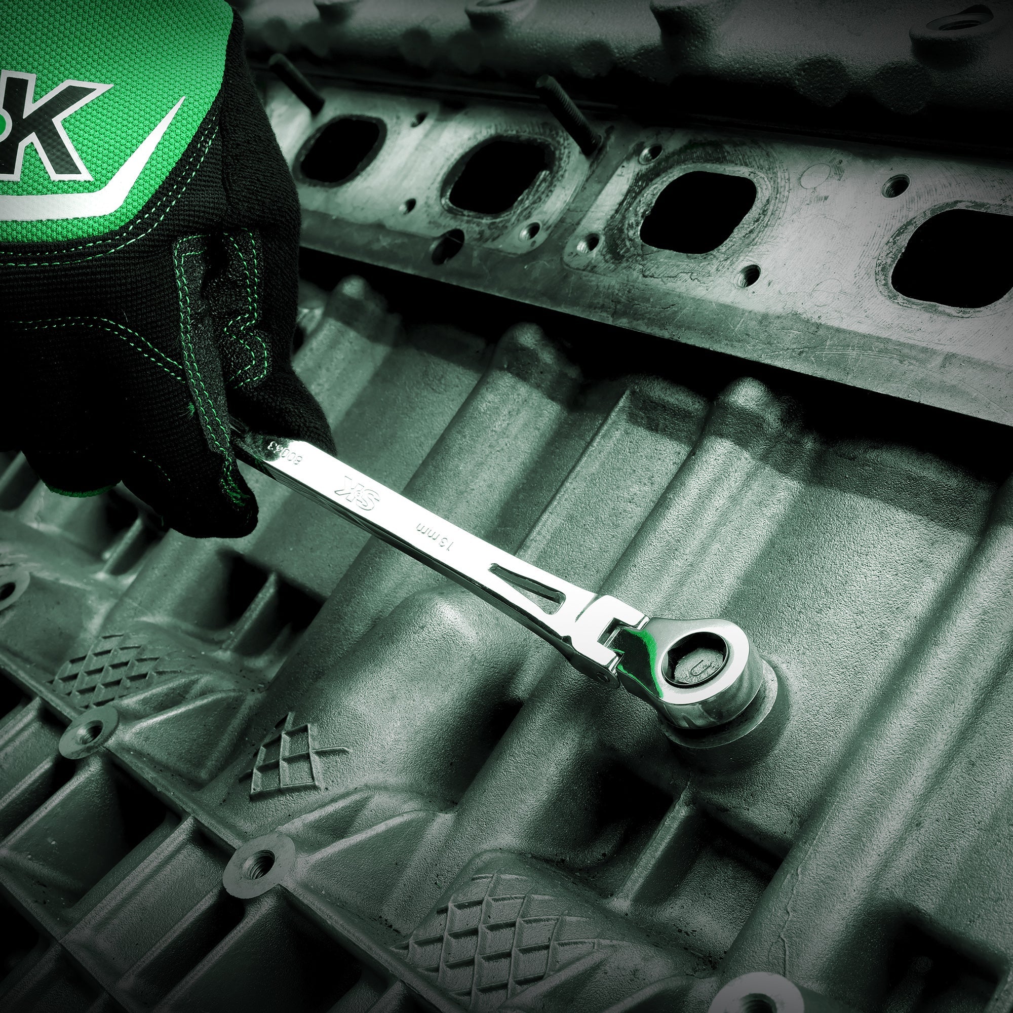 SK80084 - Flex-Head X-Frame® 6-Point SAE Chrome Ratcheting Combination Wrench, 3/4" View 8