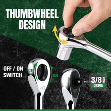 Load image into Gallery viewer, 3/8&quot; Drive, 160-Position Reversible Chrome Ratchet, 8.5&quot; Long
