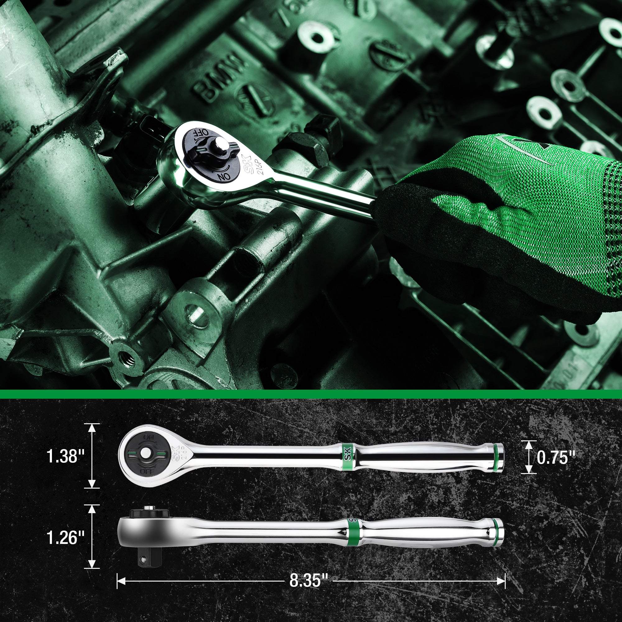 SK01455-216P - 51 Piece 3/8" Drive, 6 Point, Standard & Deep, SAE & Metric Chrome Socket Set View 4