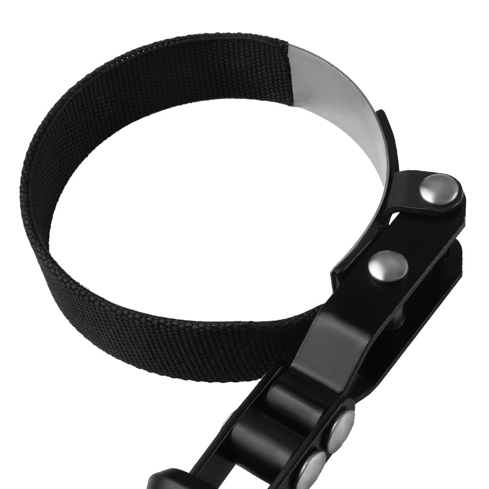 Large Swivel Oil Filter Wrench, #SK01246 by SK Tools USA, LLC—black woven strap tool for oil filter removal