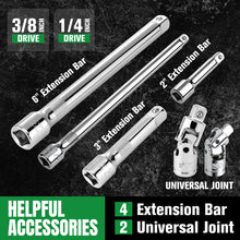 Load image into Gallery viewer, 1/4&quot; &amp; 3/8&quot; Drive, 105 Piece, 6 Point, Shallow &amp; Deep, SAE &amp; Metric Chrome Socket Set
