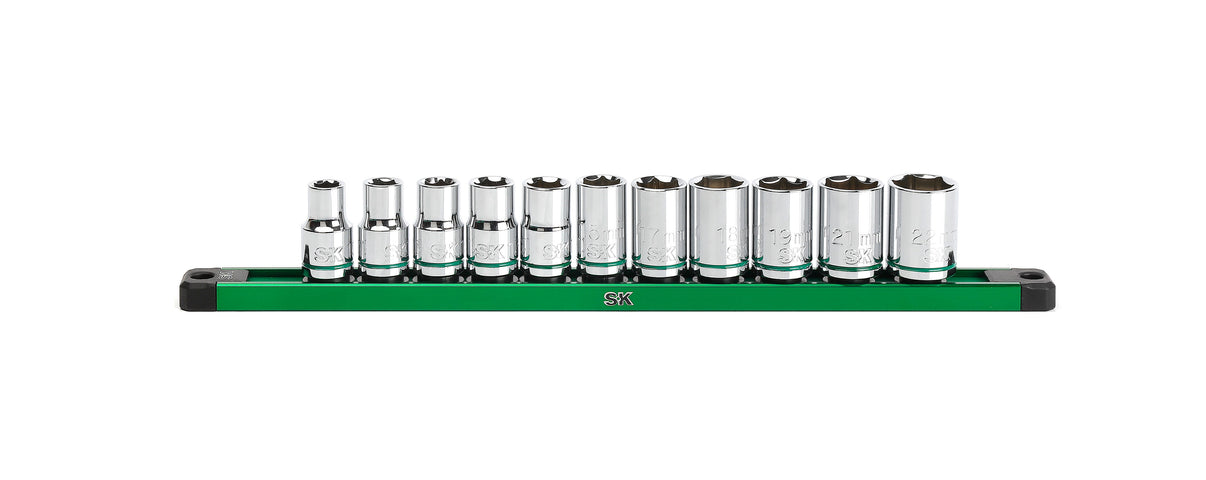 SK01343 - 1/2" Drive, 11 Piece, 6 Point, Metric, Standard Chrome Socket Set