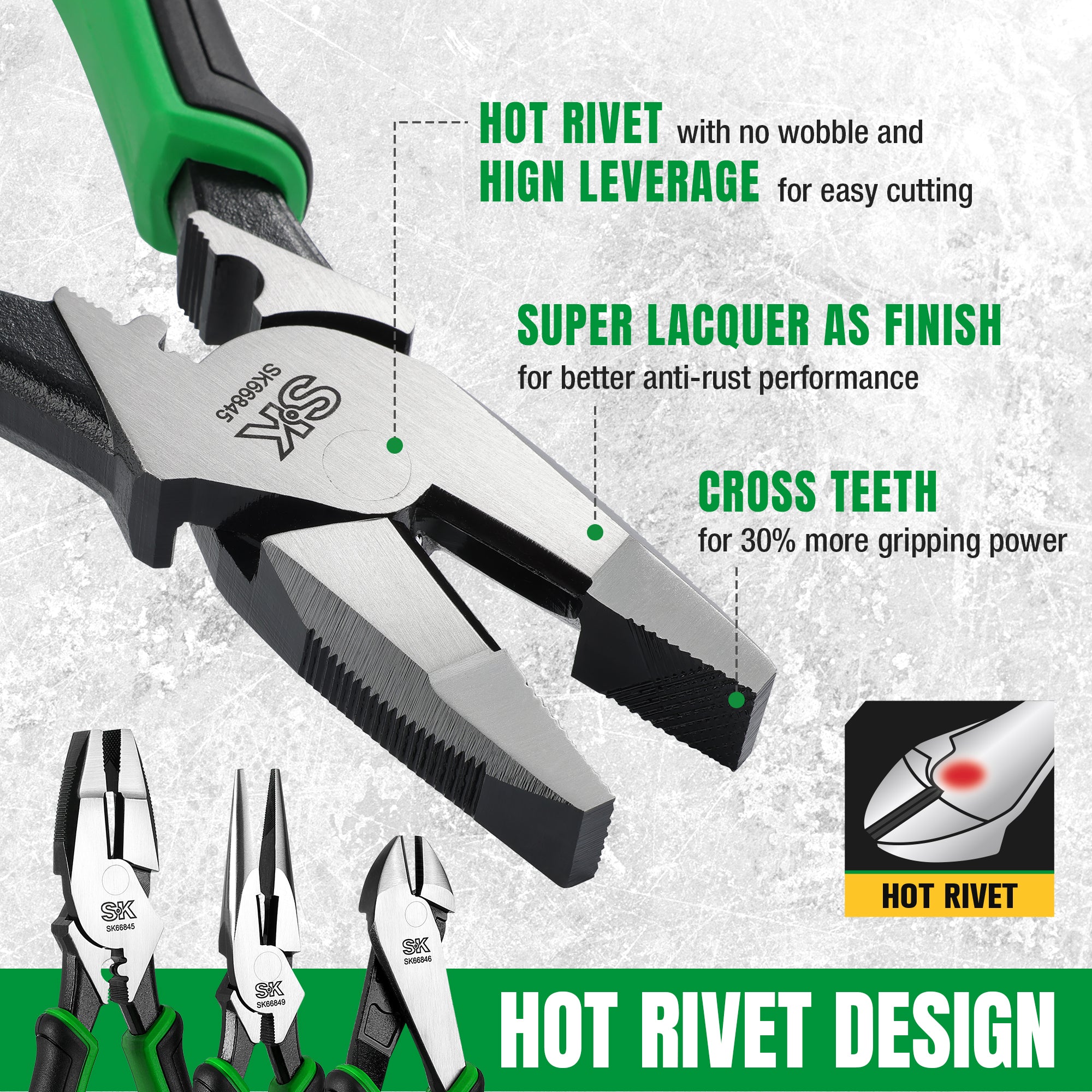 SK01458 - 5 Piece Dual-Material Multi-Purpose Pliers Set View 7