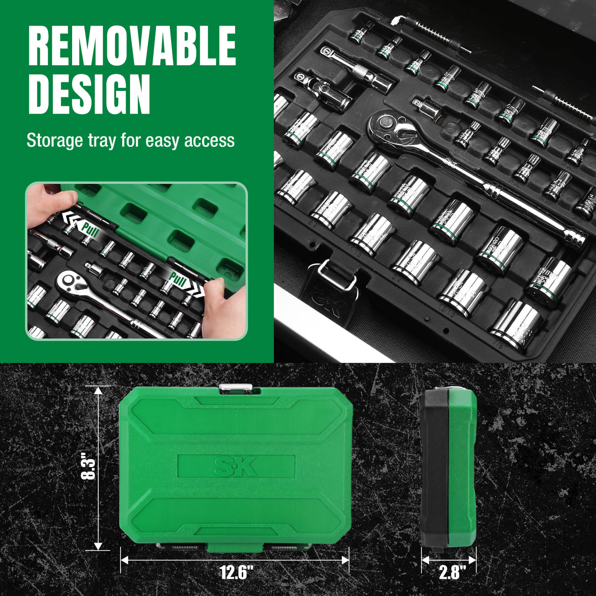 1/4" & 3/8" Drive, 34 Piece, 6 Point, Standard, SAE & Metric Chrome Socket Set, #SK01541 SK Tools USA, LLC chrome sockets