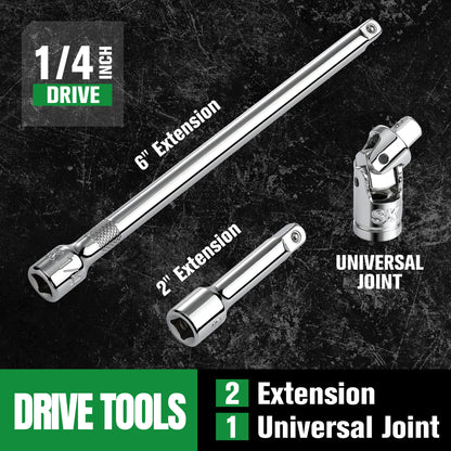 SK01300-216P - 1/4" Drive, 52 Piece, 6 Point, Shallow & Deep, SAE & Metric Chrome Socket Set View 6