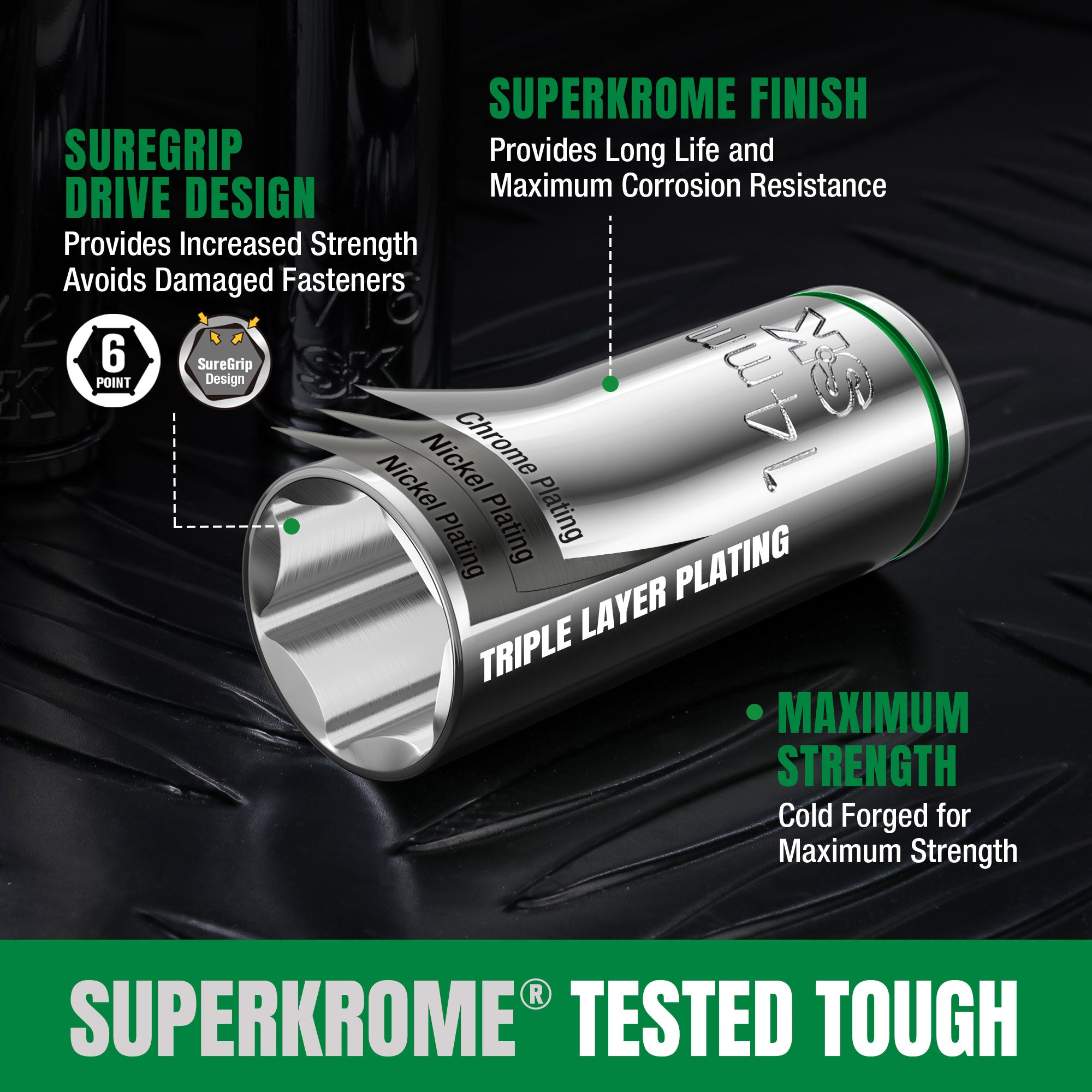 SK01308-216P - 31 Piece 3/8" Drive, 6 Point, Standard & Deep, Metric Chrome Socket Set View 7