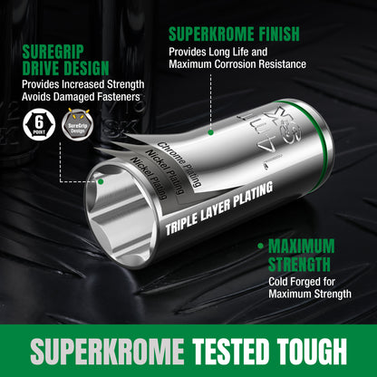 SK01456-216P - 49 Piece 1/2" Drive, 6 Point, Standard & Deep, SAE & Metric Chrome Socket Set View 6