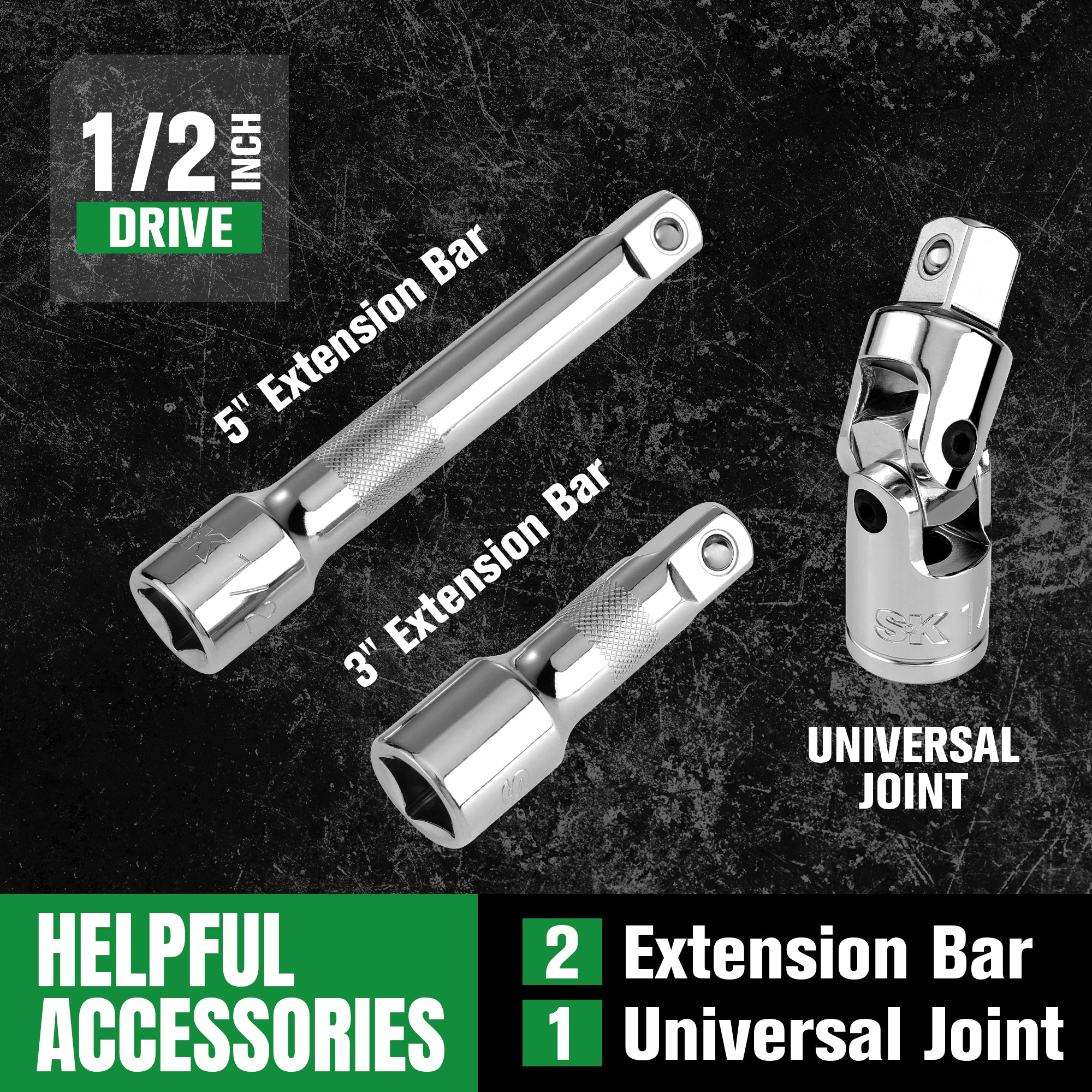 SK01456-216P - 49 Piece 1/2" Drive, 6 Point, Standard & Deep, SAE & Metric Chrome Socket Set View 5