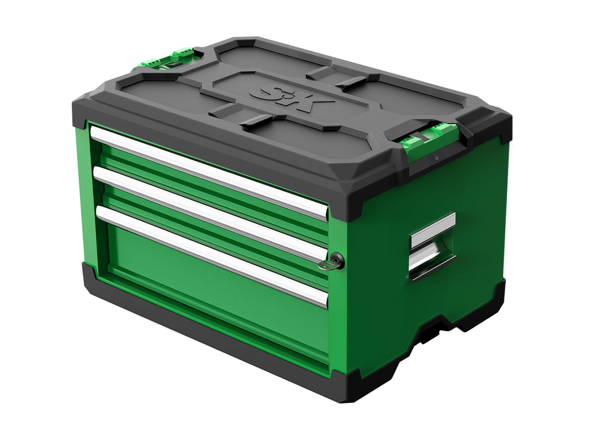 SK03105 - Modular Stackable Storage Tool Box, 3-Drawer Steel Box: 2 Shallow, 1 Deep