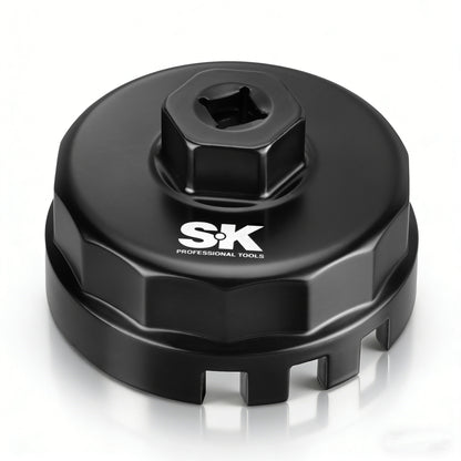 Black oil filter wrench with 'S&K Professional Tools' branding on a white background