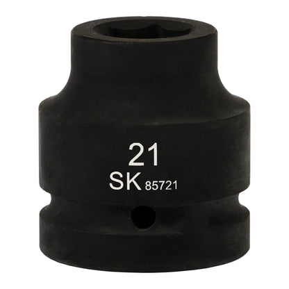 SK85721 - 1" Drive, 6 Point, Shallow Metric Impact Socket, 21mm