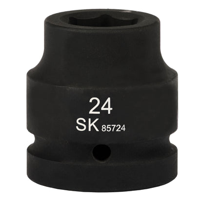 SK85724 - 1" Drive, 6 Point, Shallow Metric Impact Socket, 24mm