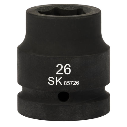 SK85726 - 1" Drive, 6 Point, Shallow Metric Impact Socket, 26mm