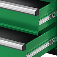 Green SK Tools USA modular stackable storage toolbox with four drawers and smooth sliding rails