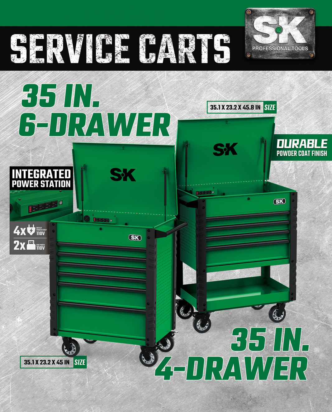 SK03202 - 35 in. 4-Drawer Tool Cart - Free Shipping! View 2
