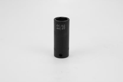 11/16" 3/8" Drive 6 Point Deep Fractional Impact Socket