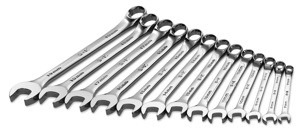 13 Piece 6 Point Metric Regular Combination Chrome Wrench Set
