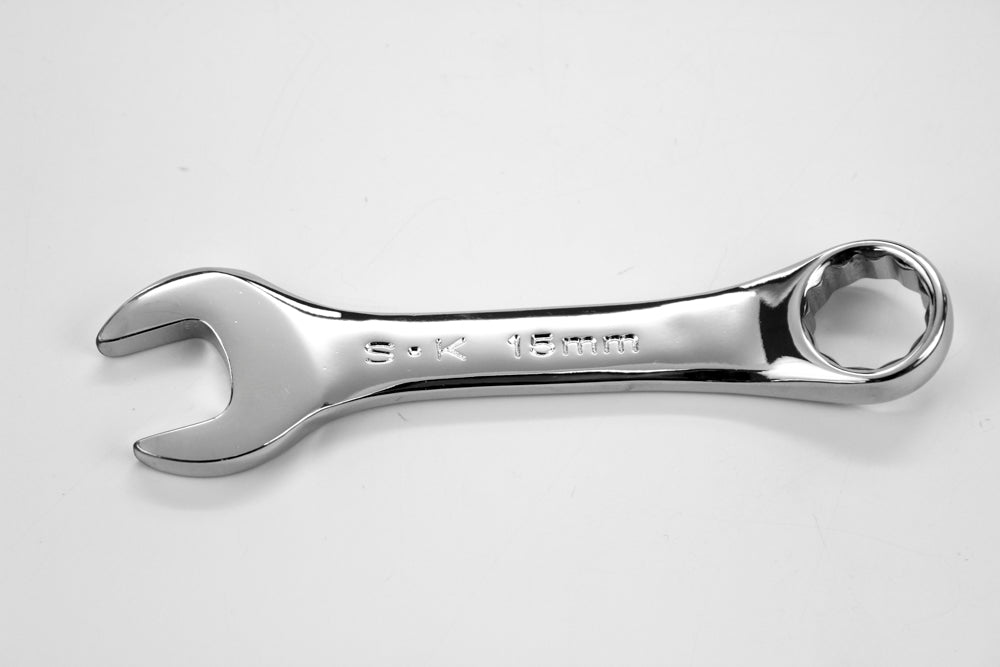 15 mm 12 Point Metric Short Combination Chrome Wrench