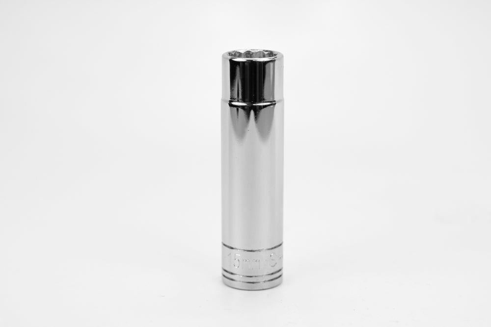 15 mm 1/2" Drive 12 Point Metric Deep Chrome Socket