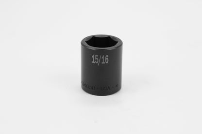 15/16" 1/2" Drive 6 Point Standard Fractional Impact Socket