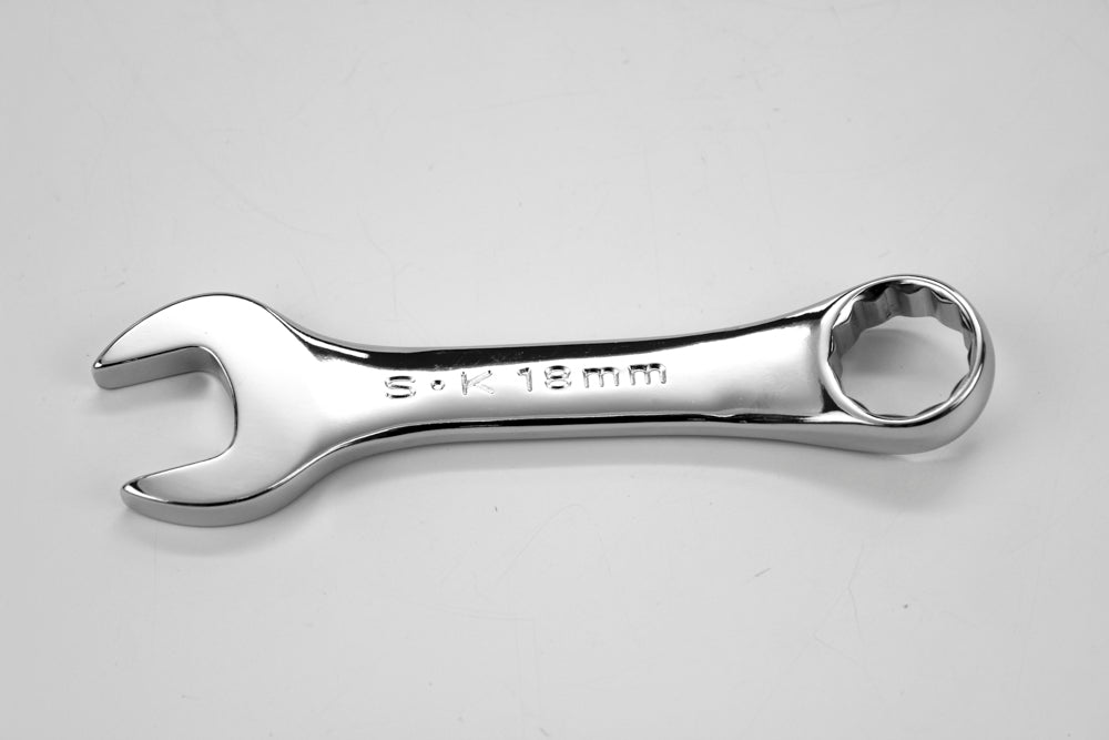 18 mm 12 Point Metric Short Combination Chrome Wrench