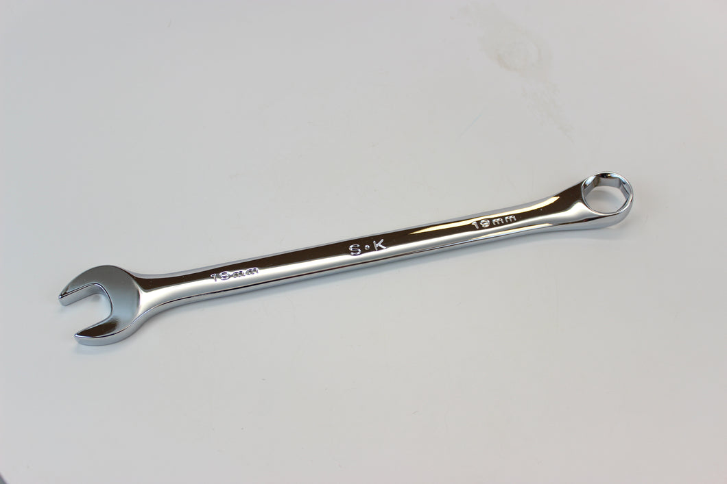19 mm 6 Point Metric Long Combination Chrome Wrench
