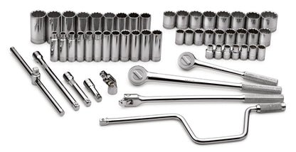 54 Piece 1/2" Drive 12 Pt Std and Deep Metric Socket Set