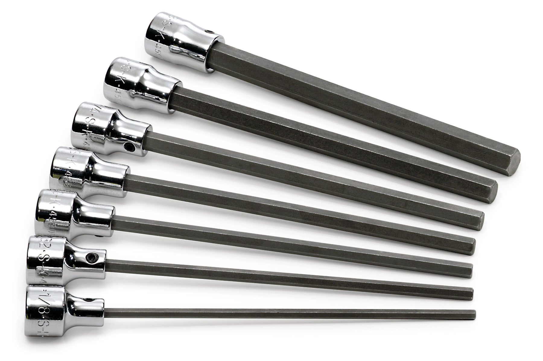 7 Piece, 3/8" Drive, Fractional, Long Hex Bit Socket Set