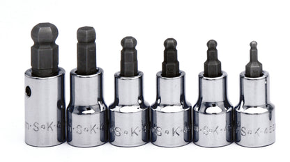 6 Piece 3/8" Drive Fractional Ball Hex Bit Socket Set