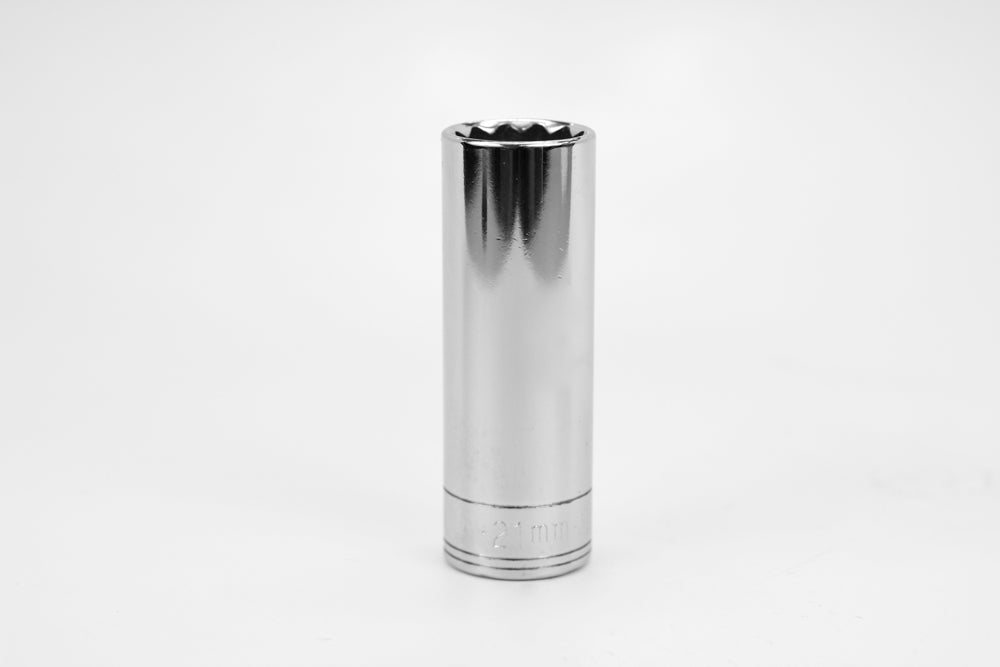21 mm 1/2" Drive 12 Point Metric Deep Chrome Socket
