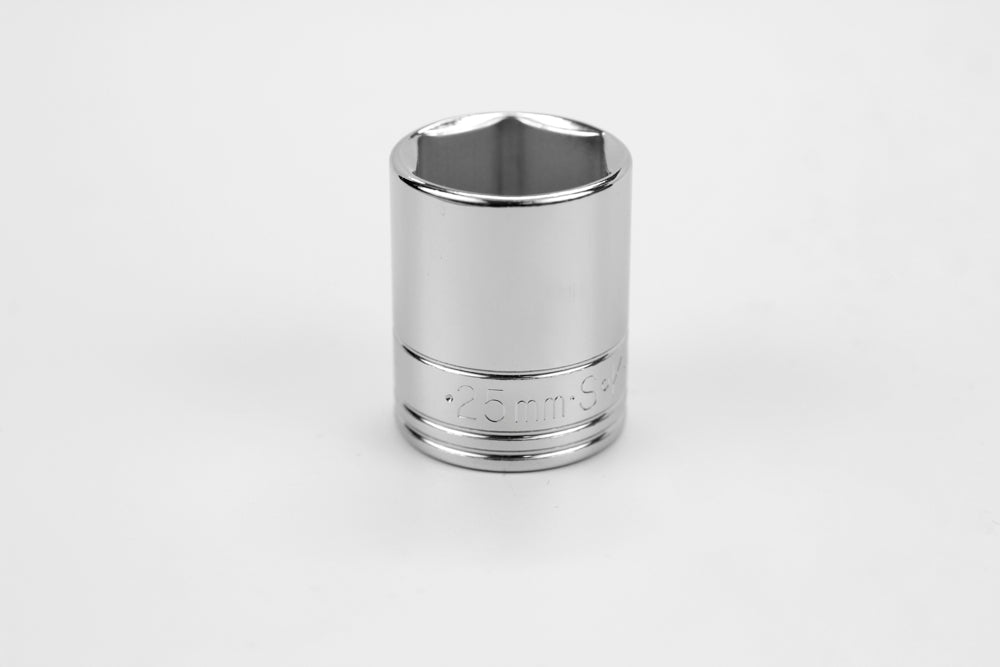 25 mm 1/2" Drive 6 Point Metric Standard Chrome Socket