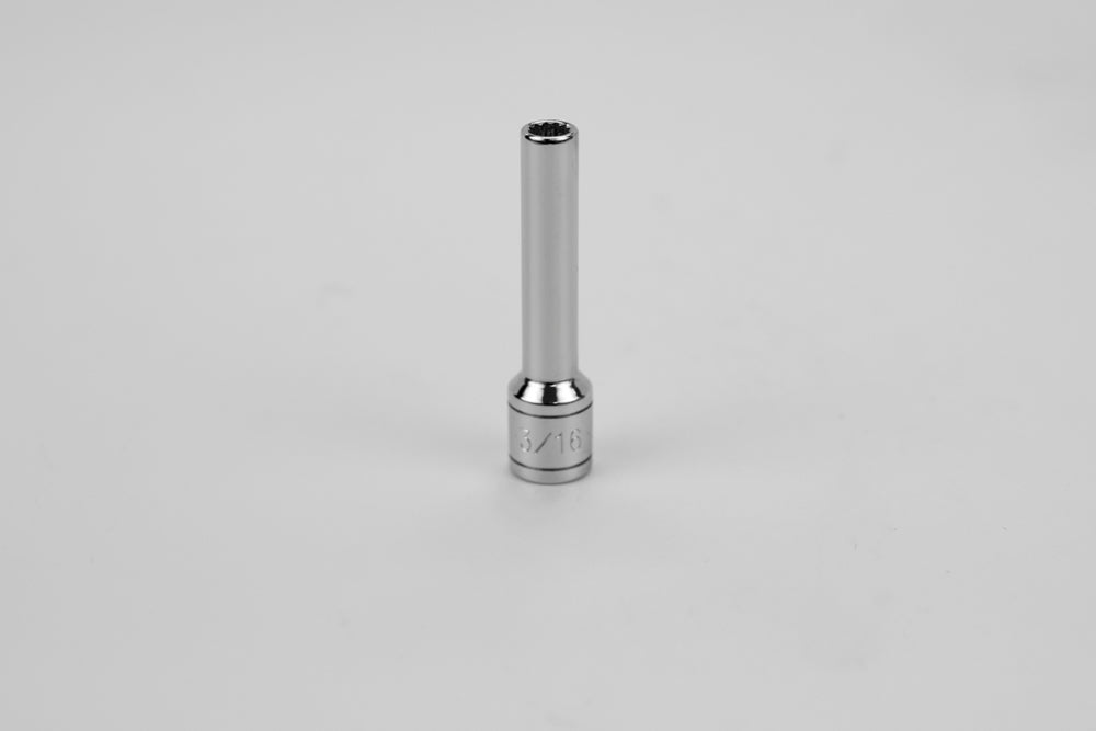 3/16" 1/4" Drive 12 Point Fractional Deep Chrome Socket