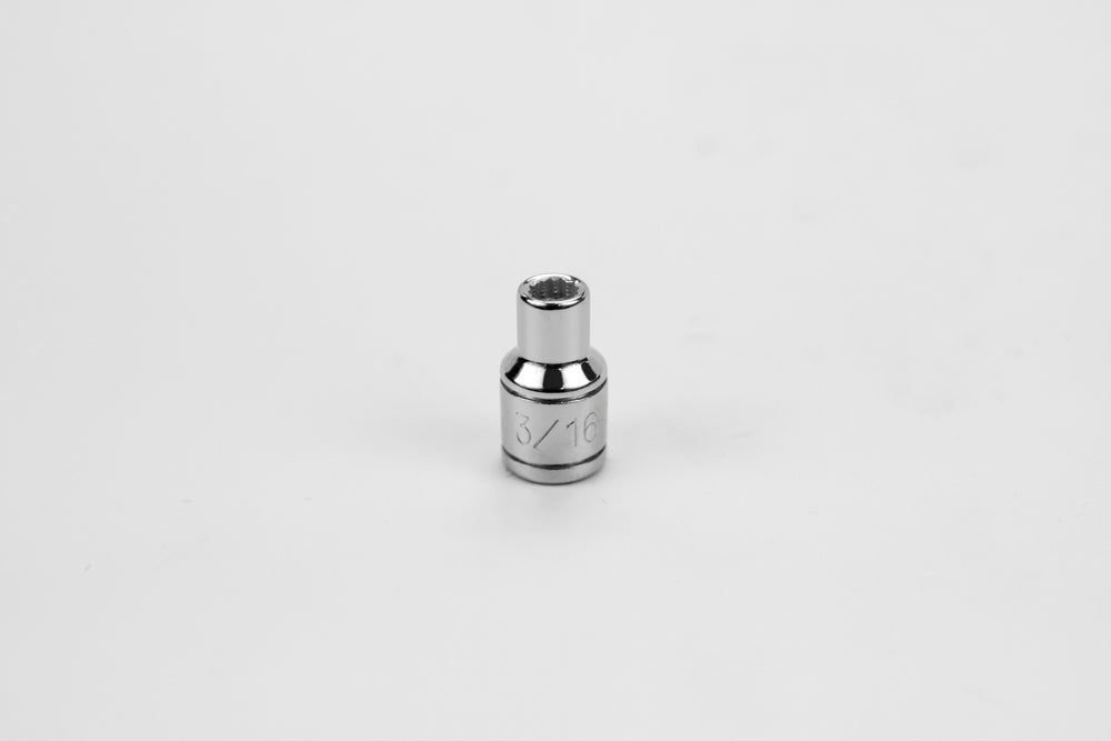 3/16" 1/4" Drive 12 Point Fractional Standard Chrome Socket