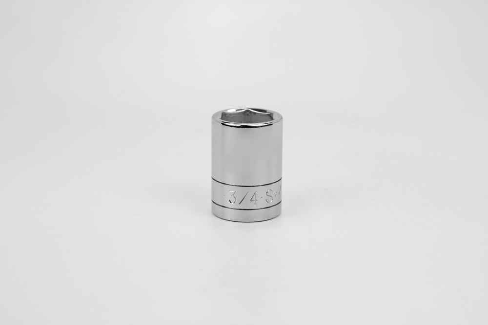 3/4" 1/2" Drive 6 Point Fractional Standard Chrome Socket