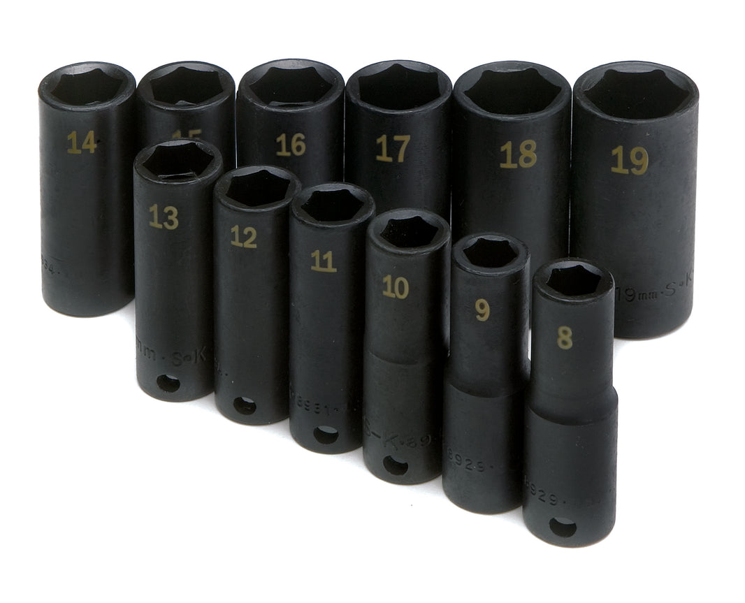 12 Piece 3/8" Drive 6 Point Metric Deep Impact Socket Set