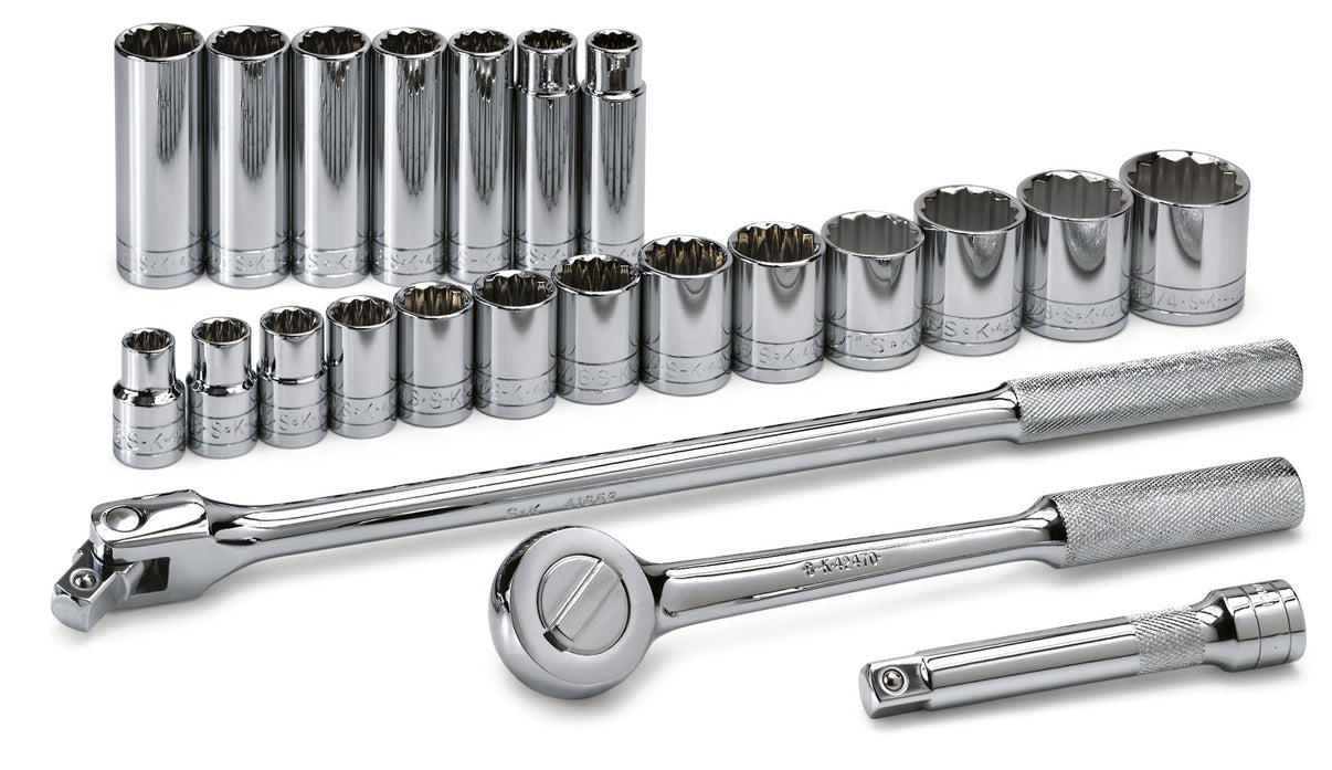 23 Piece 1/2" Drive 12 Pt Std and Deep SAE Socket Set