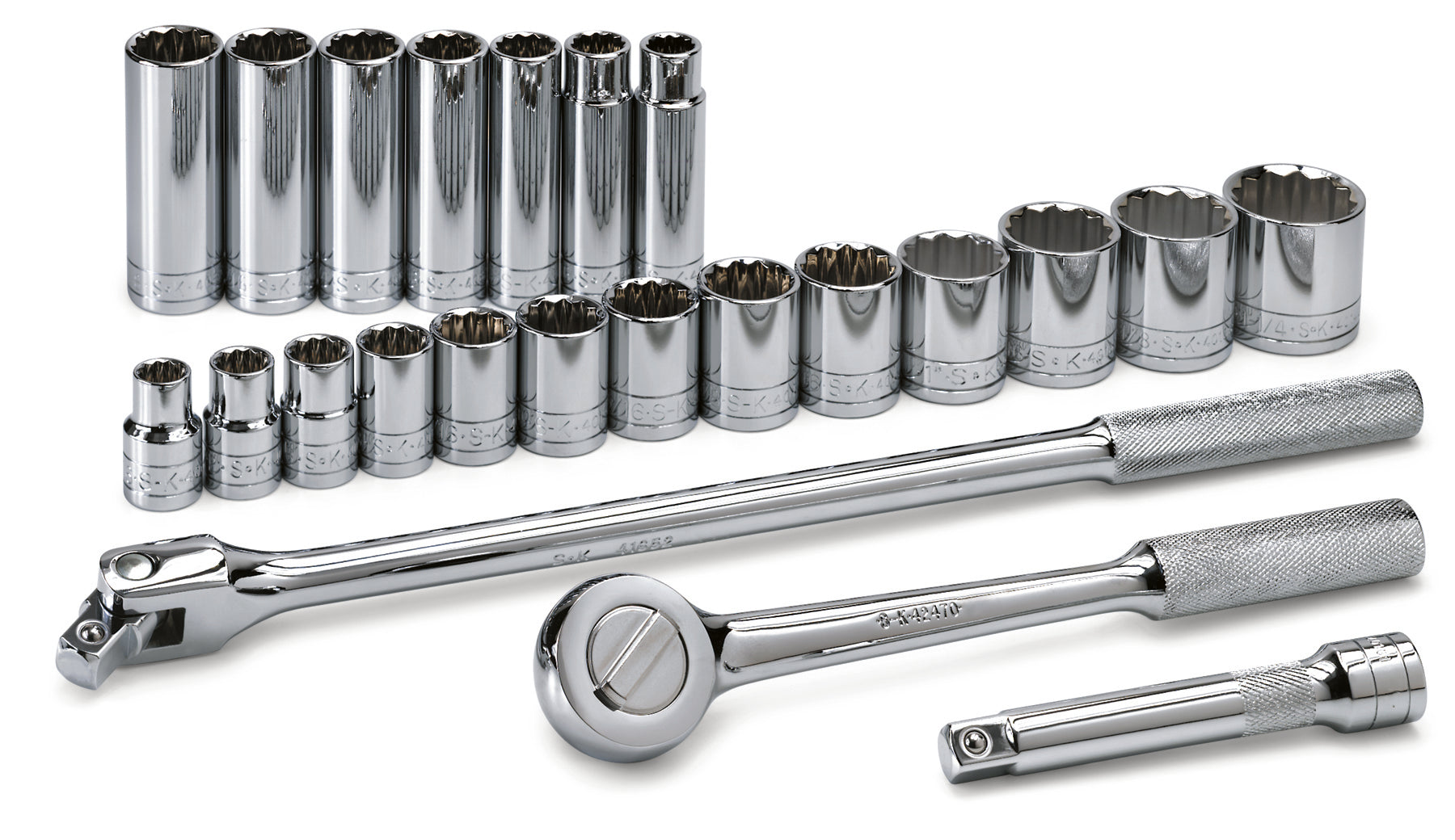 23 Piece 1/2" Drive 12 Pt Std and Deep SAE Socket Set