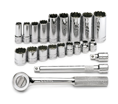21 Piece 3/8" Drive 12 Pt Std and Deep SAE Socket Set