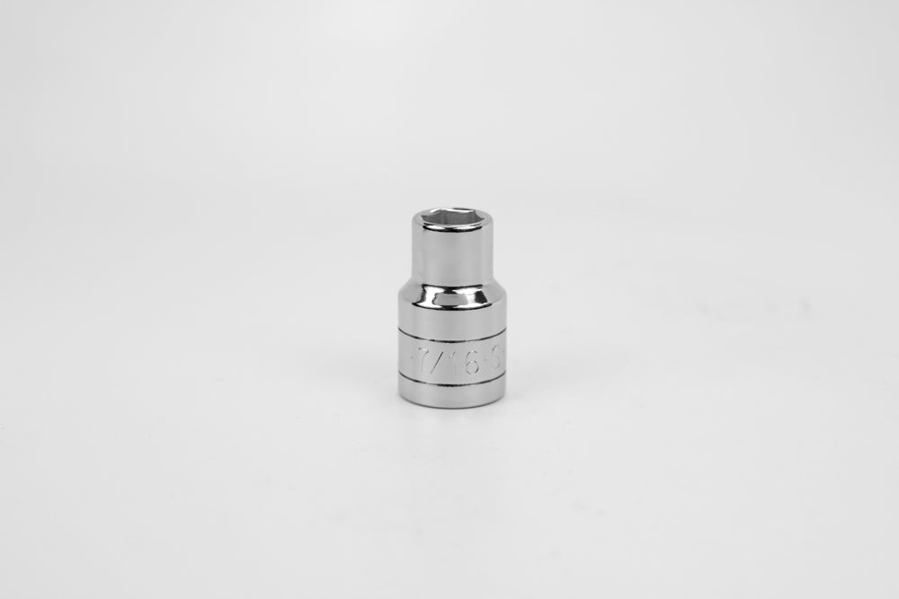 7/16" 1/2" Drive 6 Point Fractional Standard Chrome Socket