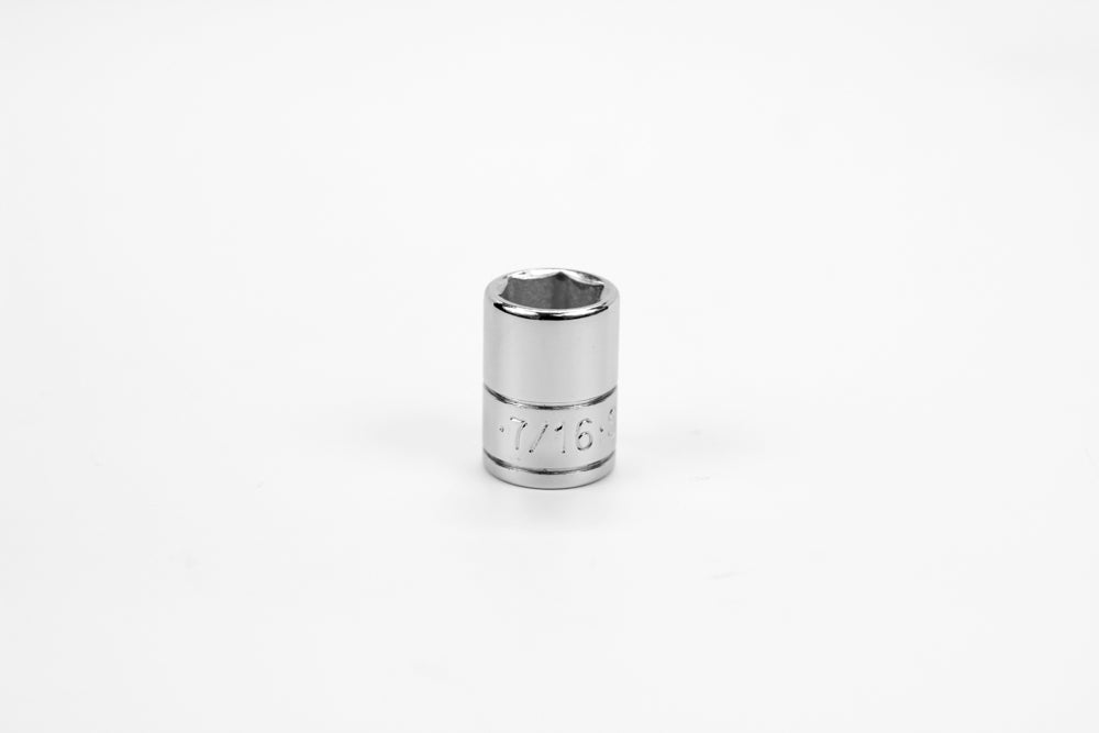 7/16" 1/4" Drive 6 Point Fractional Standard Chrome Socket