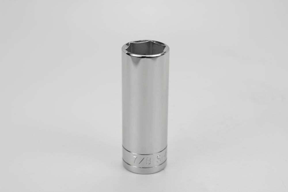 7/8" 1/2" Drive 6 Point Fractional Deep Chrome Socket