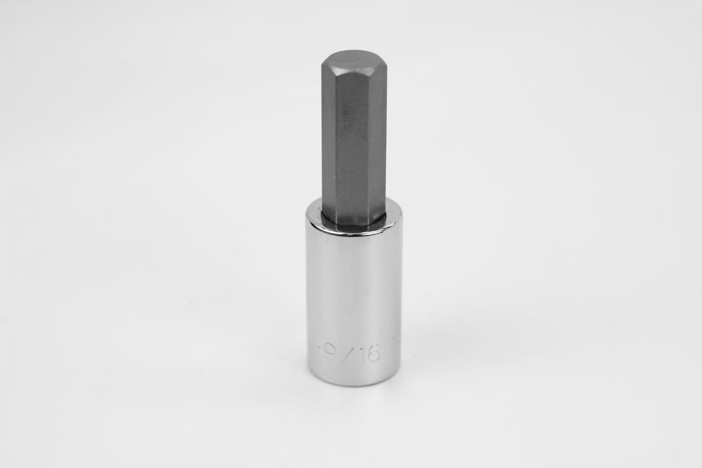 9/16" 1/2" Drive Hex Chrome Bit Socket