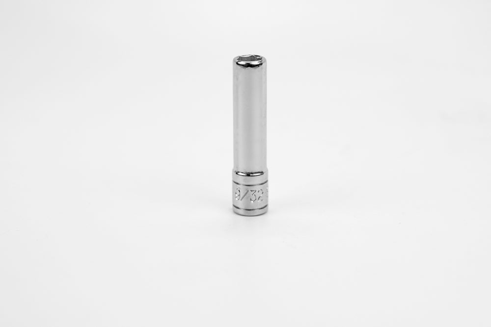 9/32" 1/4" Drive 6 Point Fractional Deep Chrome Socket